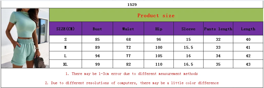 

Summer Woman Casual Suit Casual Motion Short Sleeve T-shirt High Waist Open Navel Solid Color Shorts Suit Short Sleeve Pullover