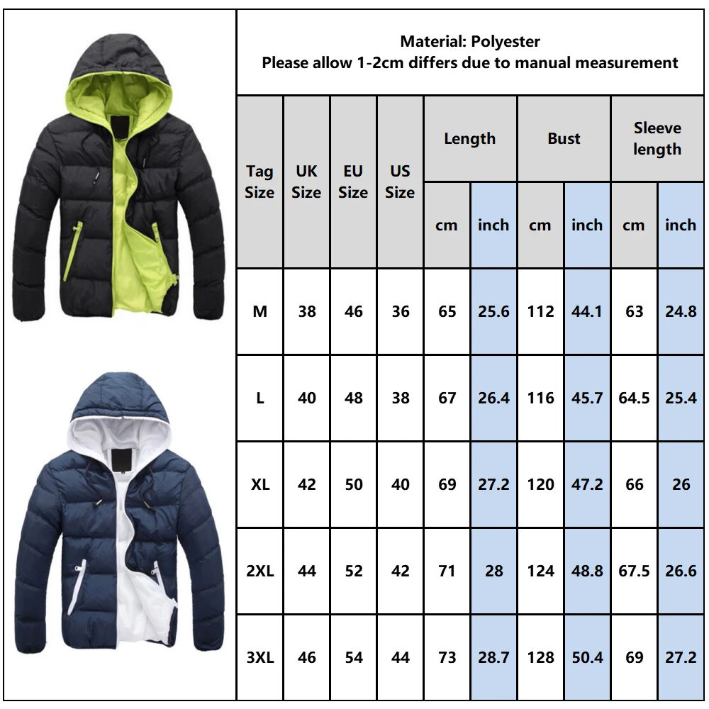 New Men's Parka Outwear Warm Coat Fashion Men Winter Jacket Coat Hooded Warm Mens Winter Casual Slim Coat New Year Clothes D25