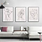 Абстрактный минималистичный плакат, холст, Скандинавская черная линия рисования, Женская картина для тела, Художественная печать, Настенная картина, домашний декор для гостиной, спальни