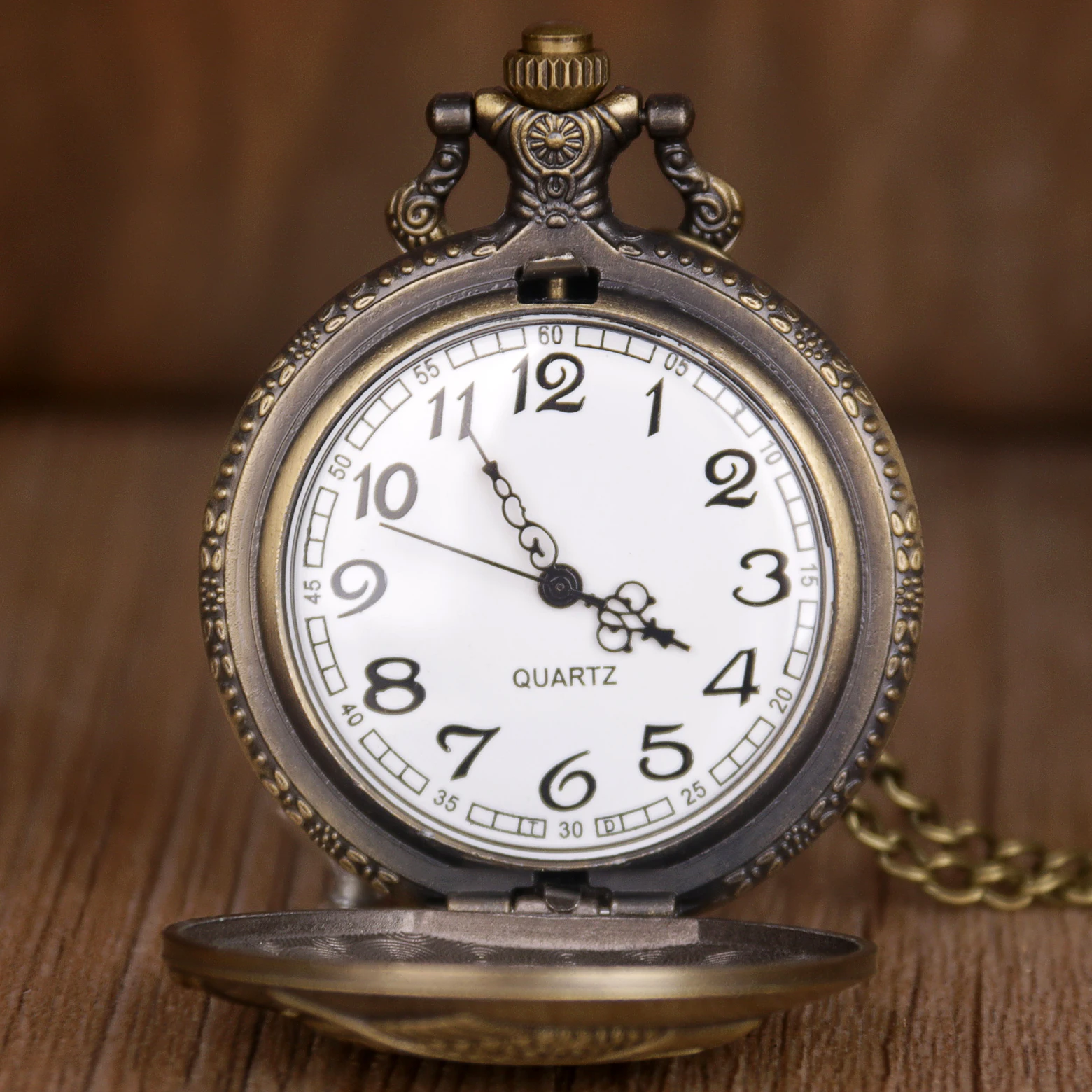 Bronze Steampunk Quartz Pocket Watch with Chain Carribean Pirate Skull Head Horror for Men Women Pendant TD2004 | Наручные часы