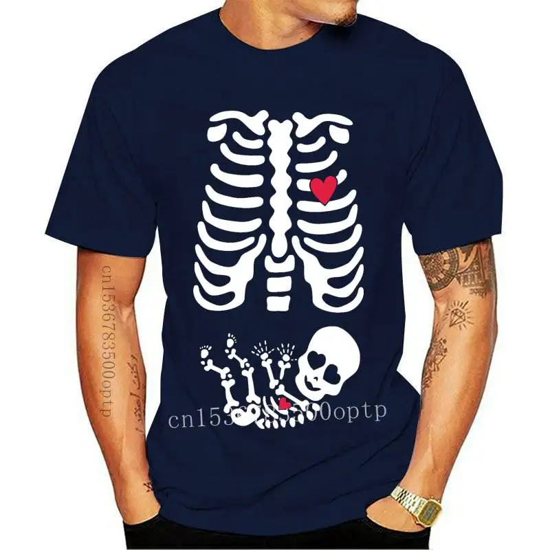 

New Maternity Baby Skeleton Halloween T-shirt Scary funny Pregnant Women's Tees