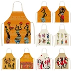 Кухонные фартуки в африканском стиле для женщин, хлопковые льняные нагрудники, фартук для уборки дома, фартук для домашнего приготовления пищи 53*65 см