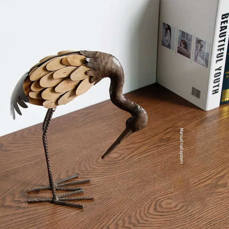 Креативный деревянный журавль для животных железный художественный декор