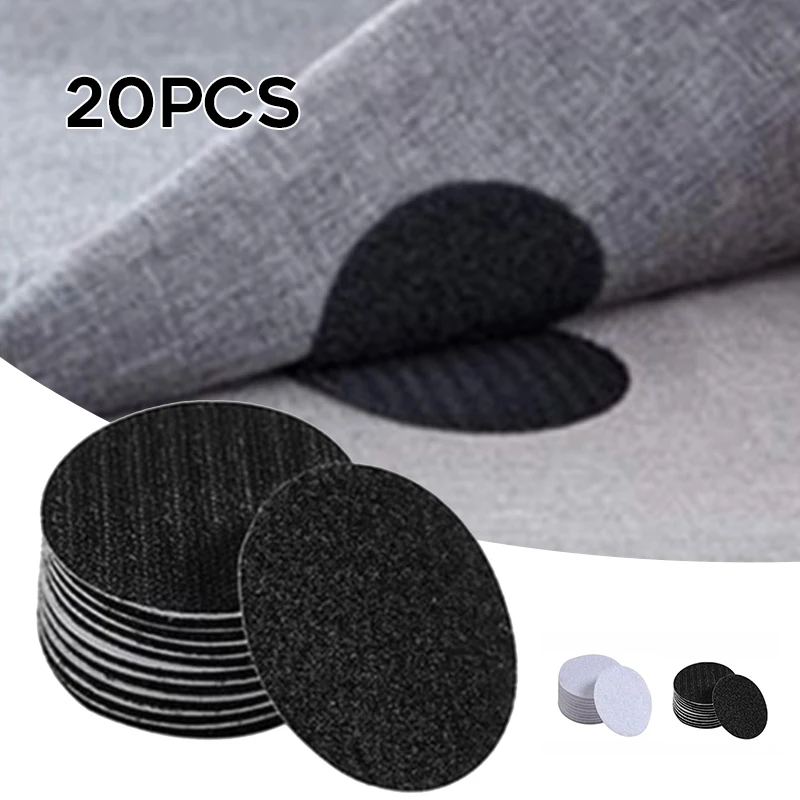 

Adhesive Tape 20PCS Double Sided Sticky Back Hook Loop Dots Anti Slip Multifunction Pad Mounting Tape Household Hogard