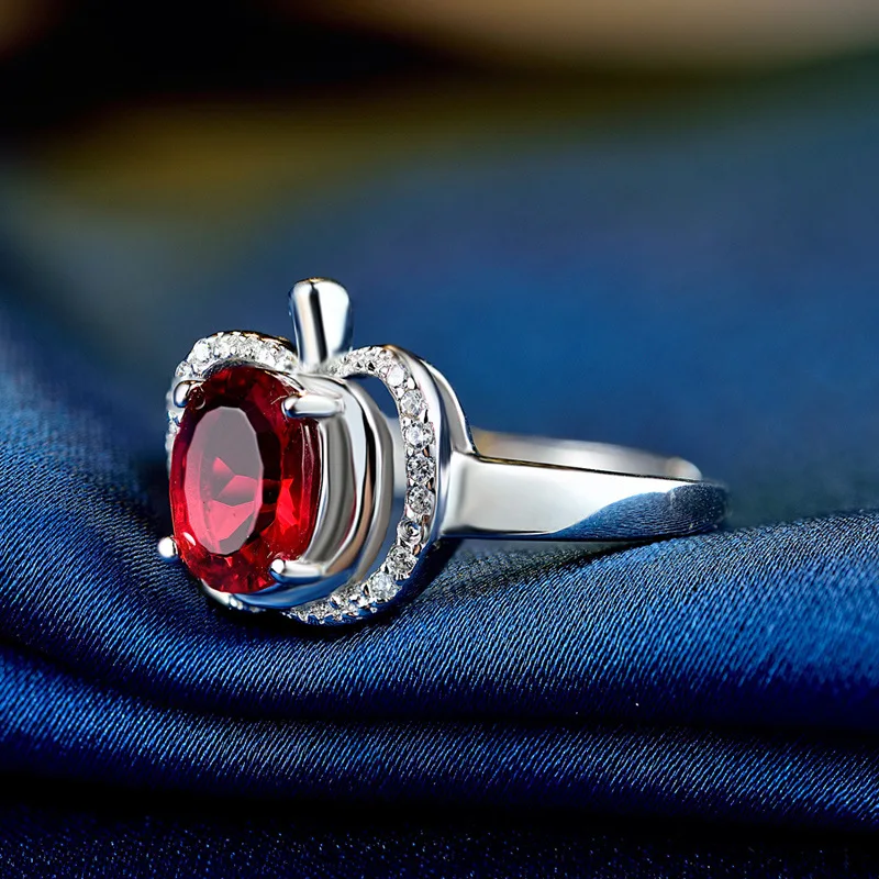 Bague Ringen Настоящее 925 пробы Серебряное кольцо с 8*5 мм Роскошный натуральный рубин Gestone обручальное кольцо свадебный подарок
