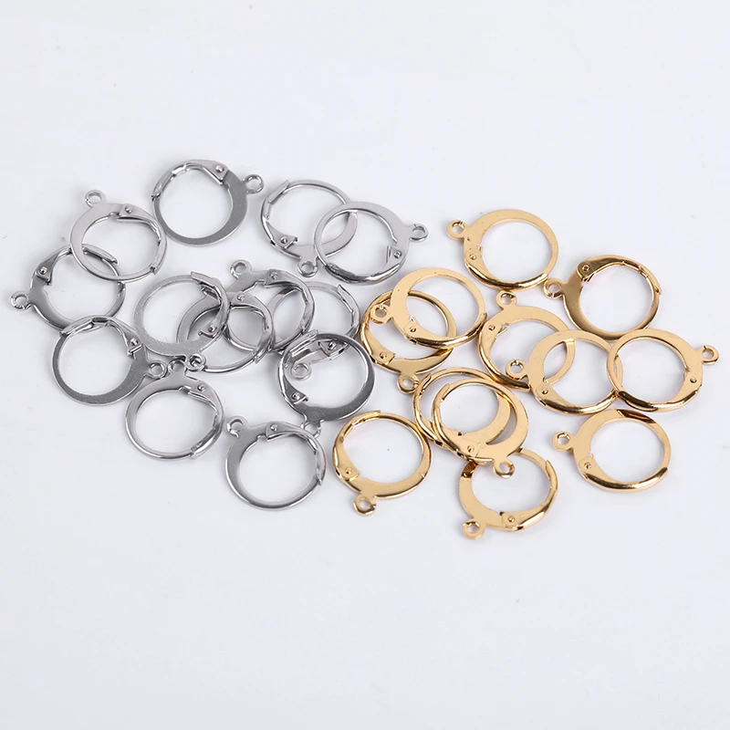

20Pcs/Lot 14*12mm Stainless Steel Earring Hooks Gold Silver Color DIY Clasps for Jewelry Making Supplies