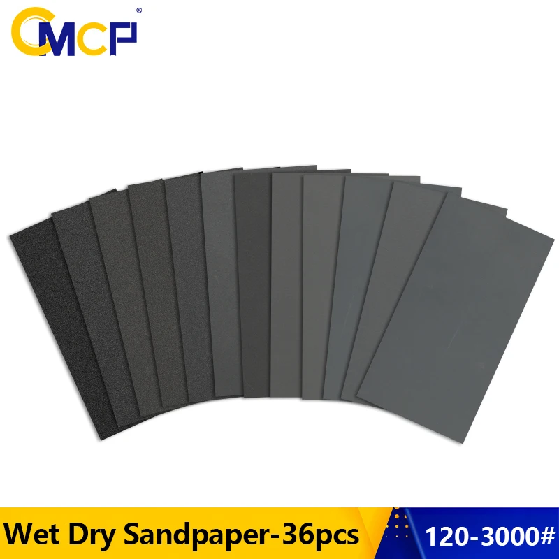 

CMCP Sandpaper Abrasive Sand Papers for Metal Wood Jewelry Auto Craft Finish 36pcs Grit 120-3000 Sanding Paper
