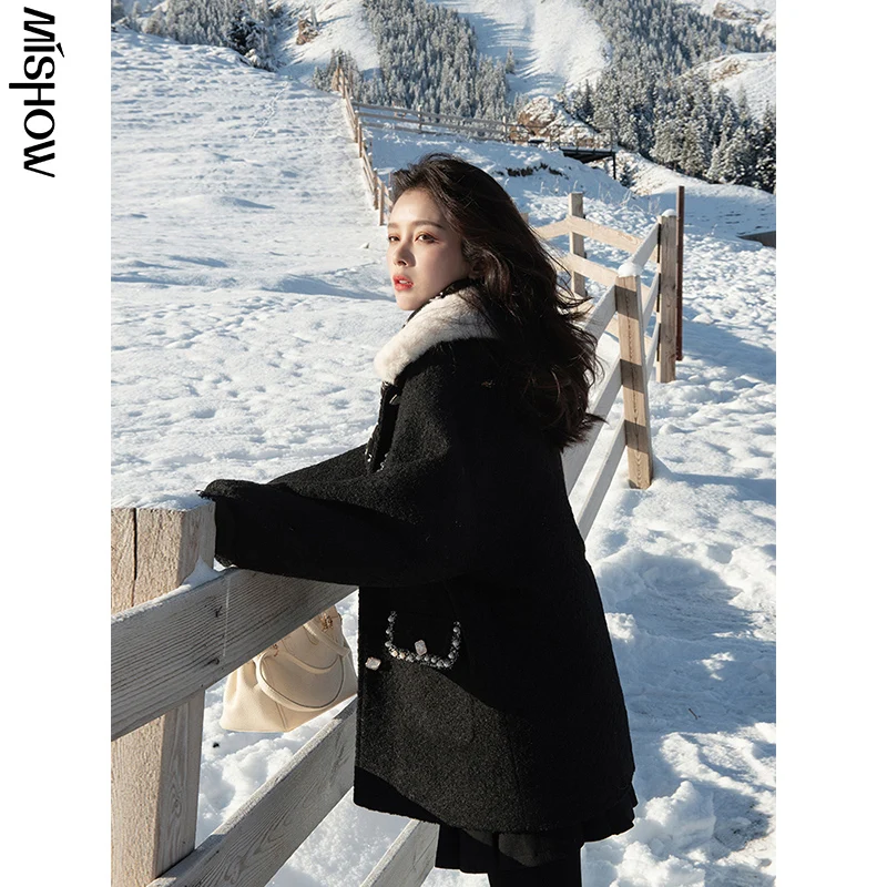 

CMAZ 2020 Winter Parkas For Women Solid Fur Turn Down Collar Elegant Large Pocket Thick Overcoats Female Jackets Top MX20D9794