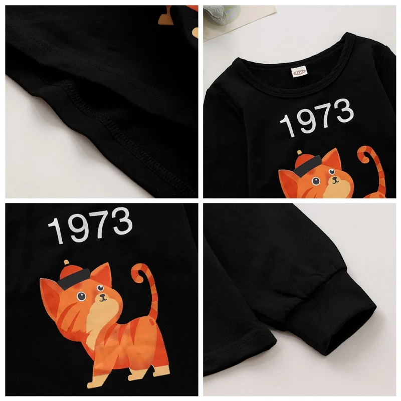 Осенняя Толстовка для маленьких девочек с мультяшным котом детское мягкое