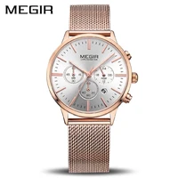 megir 2022 elegant temperament watch luxury quartz watch ladies watches multifunction chronograph waterproof with luminous clock