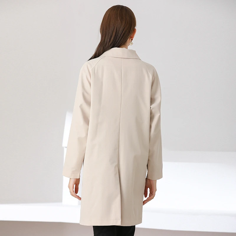 

New Elegant Fashion Women Spring Autumn mid-length loose windbreaker casual slim over-the-knee plus size jacket