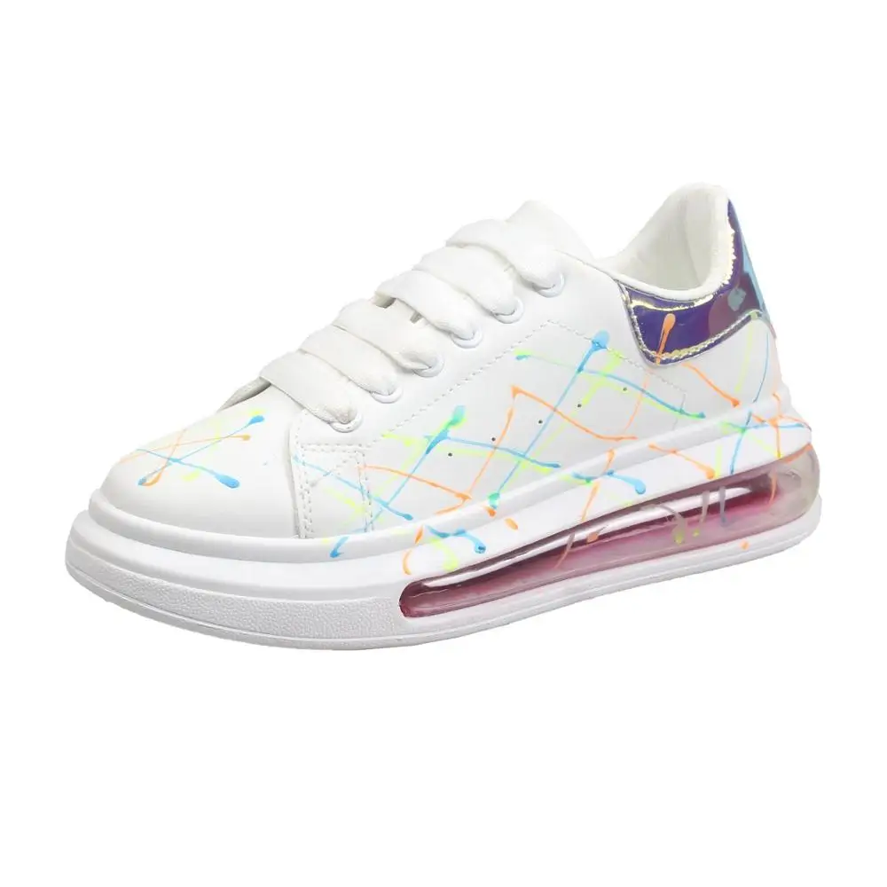 

Fashion increased luminous women's shoes autumn 2020 new high heels women round toe lace-up non-slip casual mesh platform shoes