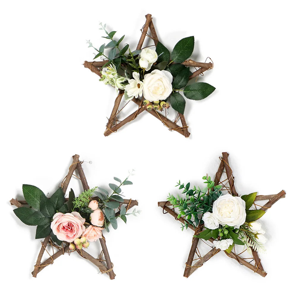 Деревянный венок с пентаграммой искусственный цветок украшение для дома