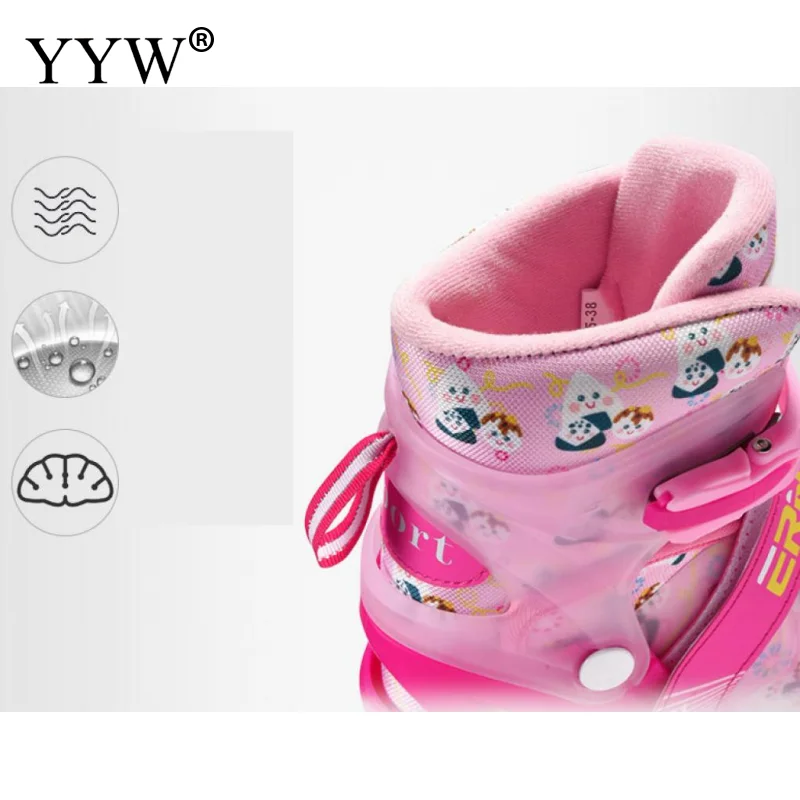 

Professional Roller Skates Roller Skates For Girls Boys Beginner Kids Children'S Double Row Flat Shoes Skates Inline Skates PINK