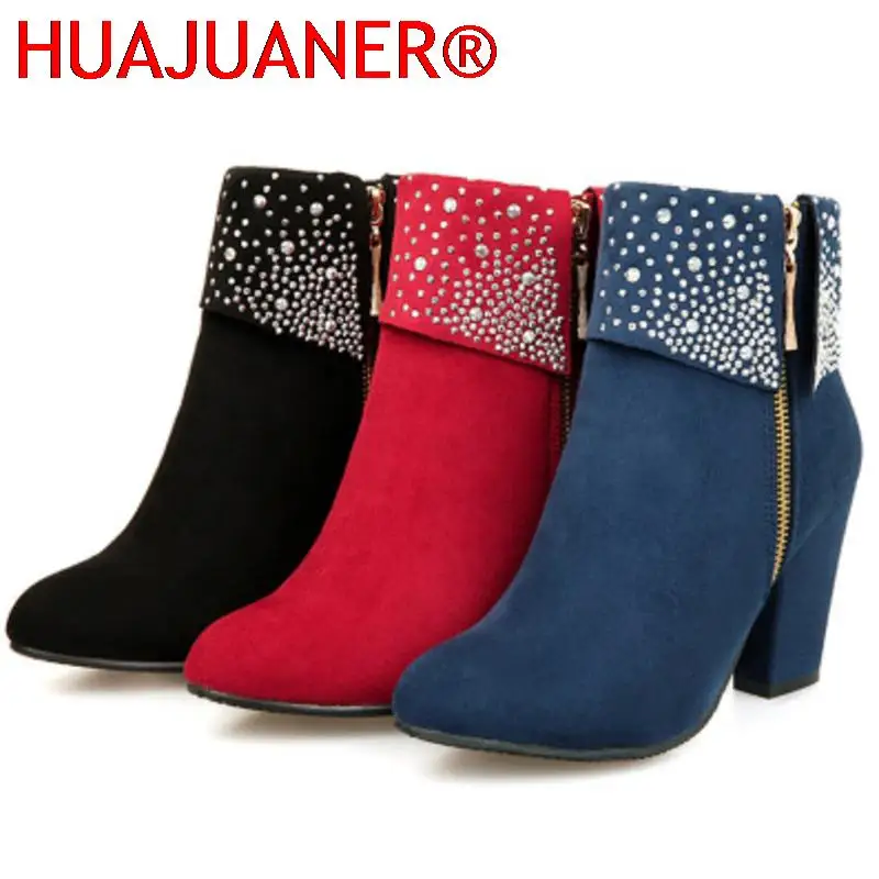 

Женские замшевые ботильоны, женские зимние черные ботинки на массивном каблуке, женская обувь, новинка сезона осень-зима 2022, женские ботинк...