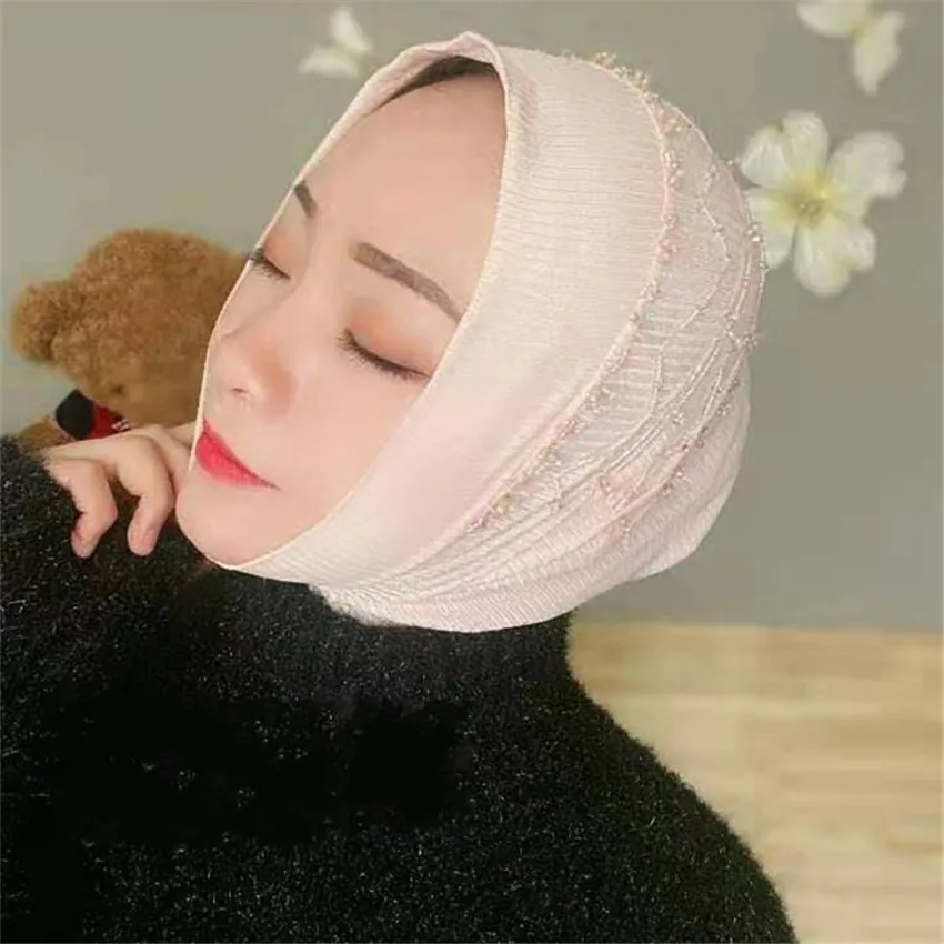 Модный женский мусульманский головной платок однотонный цветочный