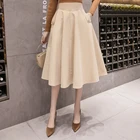 Женская Весенняя юбка с высокой талией, трапециевидная юбка миди с широкой юбкой, Офисная элегантная женская юбка с карманами в Корейском стиле, 2021