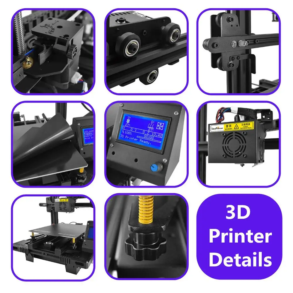 Ideaformer Pro FDM 3D Printer Dual Z Axis &Dual Y Axis silent Printing 300*300*350mm Full Metal Magnetic Build Plate DIY Printer