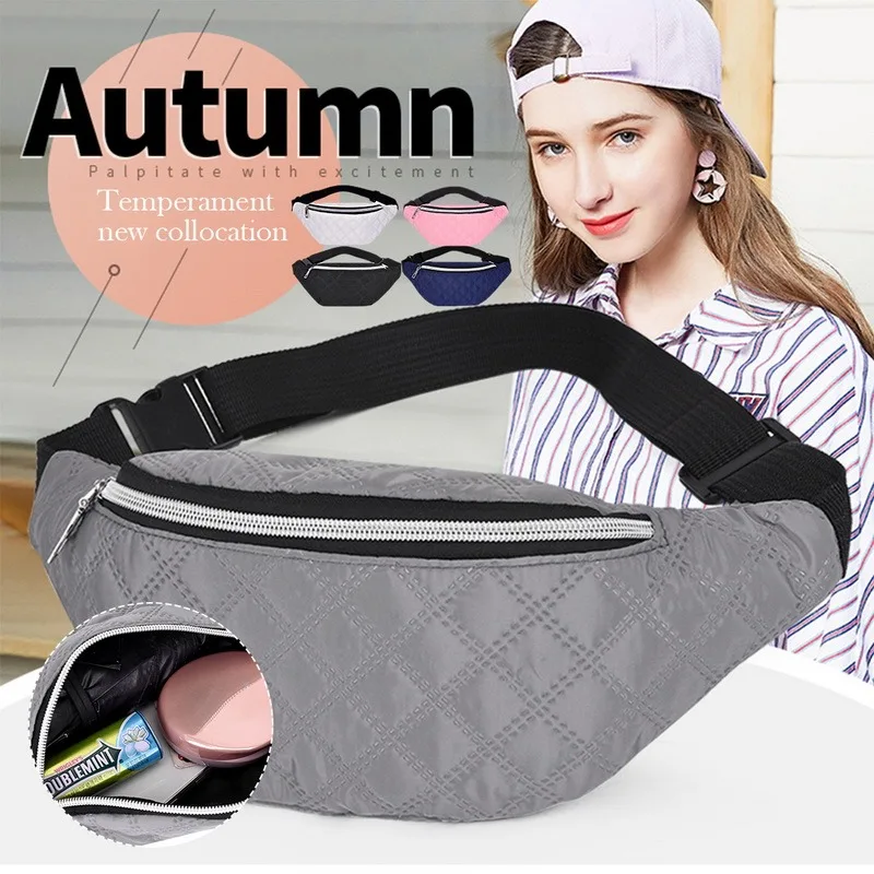 

Fashion Women Waist Bags Casual Travel Ladies Belt Crossbody Bag Plaid Solid Chest Bag Shoulder Bags Fanny Pack Female Purse