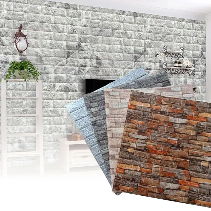 

1Set /10pcs 38*35*4mm 3D TV Background Brick Wall Sticker Waterproof Anti-Collision Foam Wallpaper Self-Adhesive For Home
