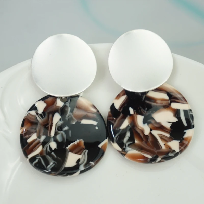 Женские леопардовые серьги Cpop круглые акриловые красного зеленого синего цвета с уксусной кислотой