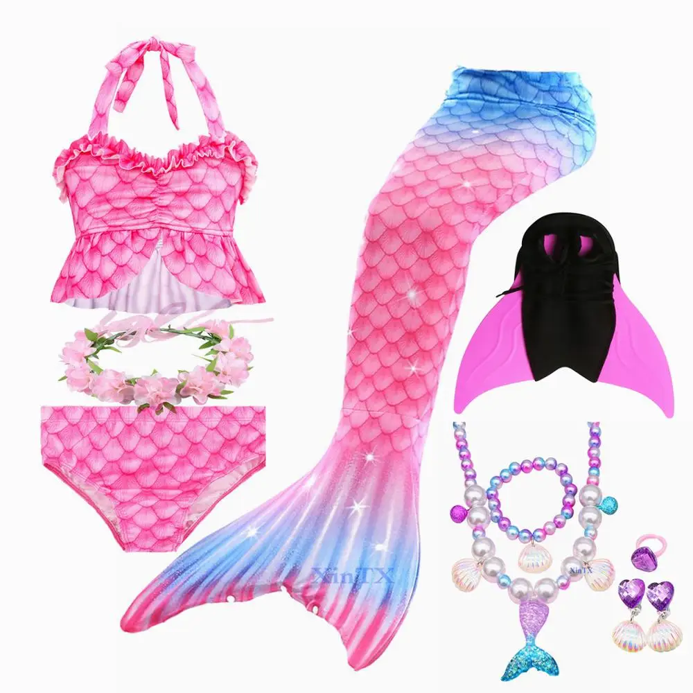 Детский купальник русалки купальный костюм с моноластами для девочек косплея |