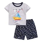 Пижама для мальчиков и девочек TUONXYE, хлопковая, в полоску, с изображением парусника