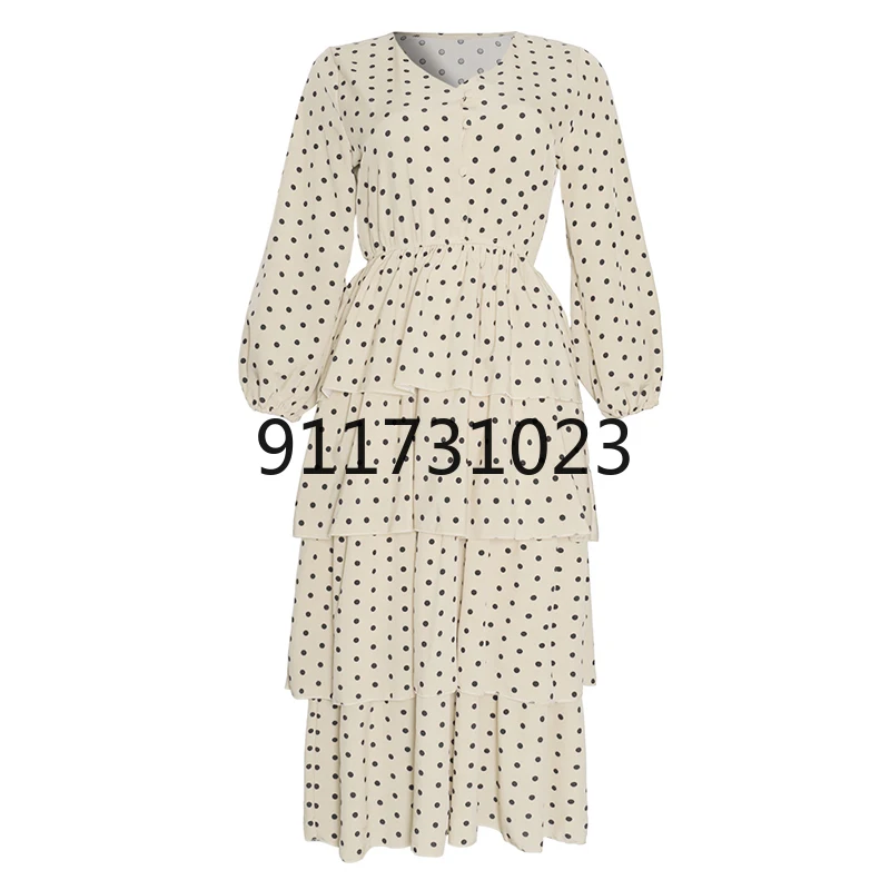 African Print Dresses For Women 2021 Polk Dot Evening Party Dress Ladies Tutu Fashion Kaftan Djellaba Femme European Clothing |