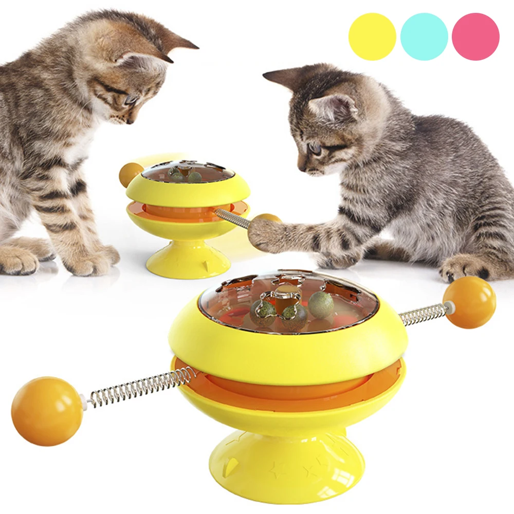 

Pets Cat Toys Turning Windmill Ball Turntable Scratch Tickle Catnip Toy Interactive Funny Kitten Stick Catnip Interactive Toys