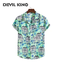 devil king mens new hawaiian style short sleeved printed shirt xh15