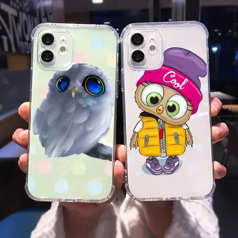 

Cute animal Owl Phone Case For iphone 13 12 11 8 7 plus mini x xs xr pro max Transparent soft