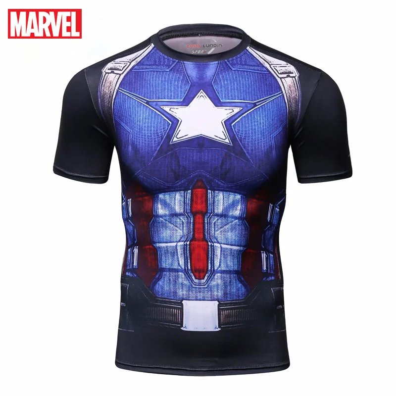 

Disney Marvel Avengers 4 Captain America Fisherman Fitness Tight Short Sleeve Tee men clothing men T-shirt