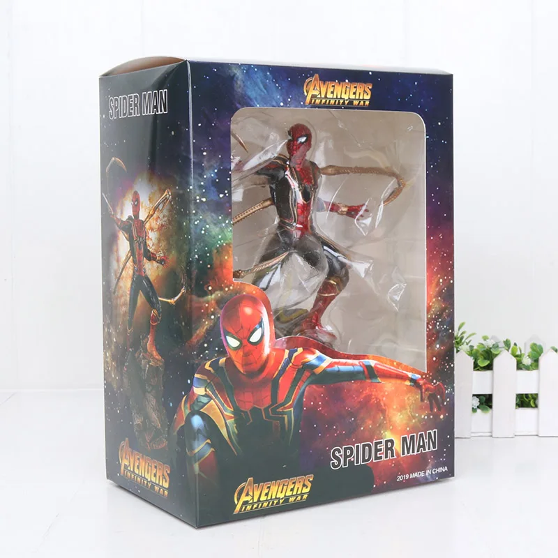 new spiderman inbox 22-27 см Мстители эндгейм Железный человек Человек-паук Капитан Карол Дэнверс статуя ко железная Студия ПВХ Фигурки игрушки куклы - Цвет: new spiderman inbox