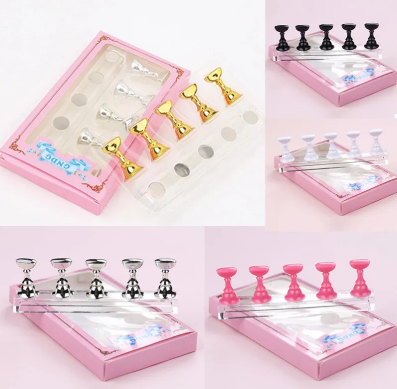 1 set magnetic nail holder practice display stand acrylic crystal showing shelf nail art tool 8 colors nail polish display stand free global shipping