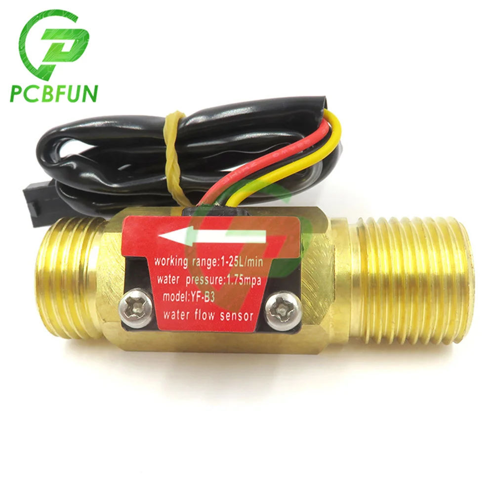 YF-B3 G1/2 Water Flow Hall Sensor Switch 1-25L/min DC 5-18V Meter for Industrial Control | Электронные компоненты и