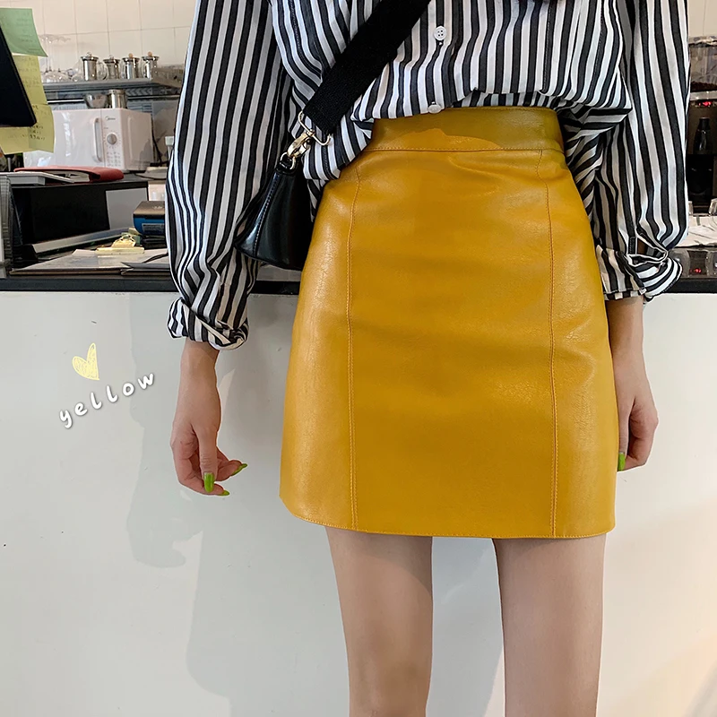Юбка трапеция женская из экокожи элегантная повседневная облегающая мини юбка