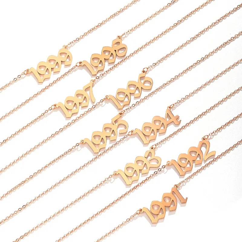

2020 new high-quality year-end female titanium steel necklace year 1996 2001 clavicle necklace birthday gift from 1987 to 20