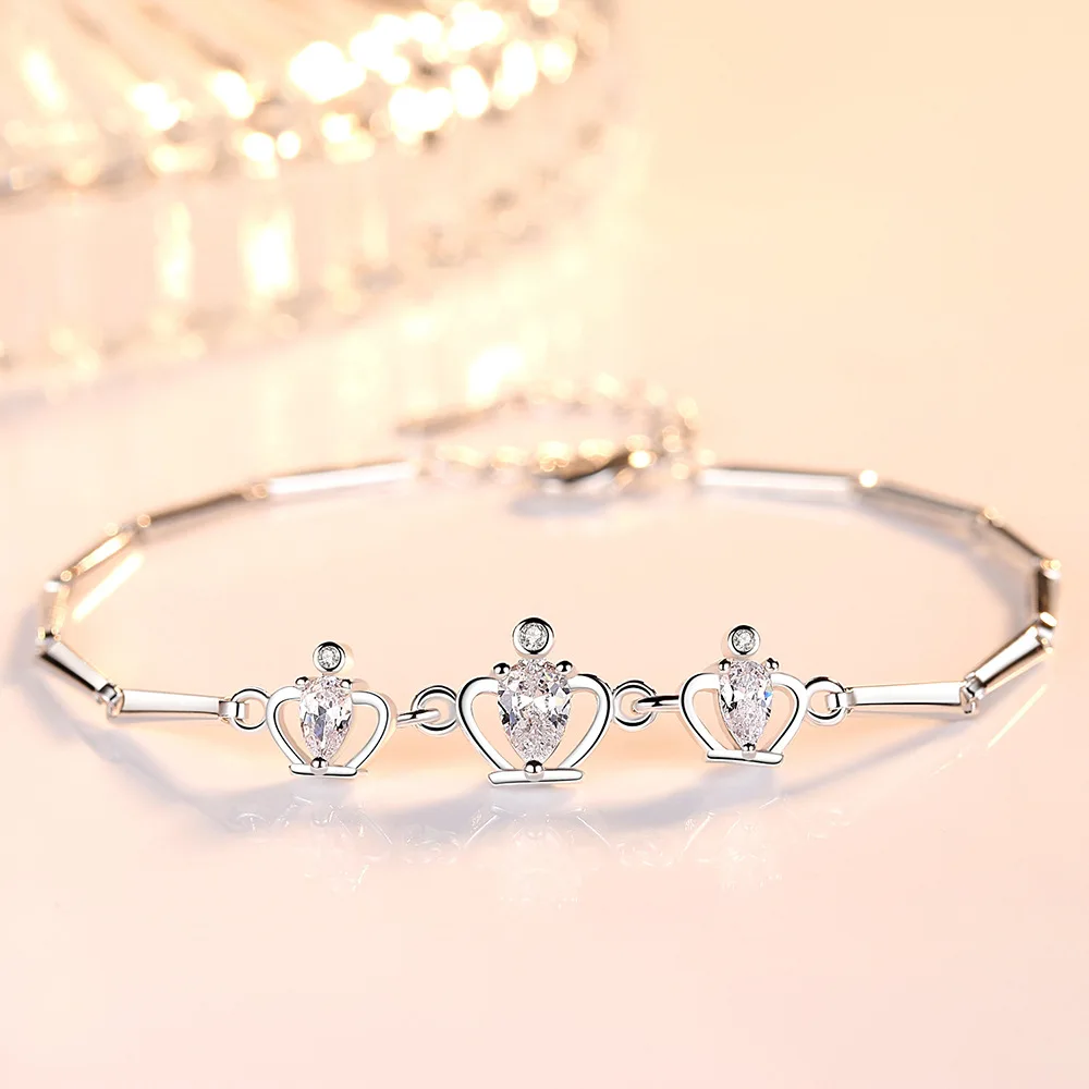 

Женский браслет из серебра 925 пробы, с короной и фианитами