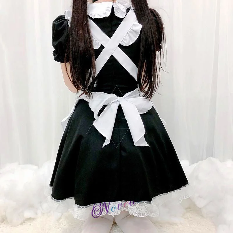 Sexy Black Cat Girl Women Fantasy French Maid Outfit Men Gothic Sweet Lolita Dress Anime Cosplay Costume Plus Size XXXL XXXXL images - 6