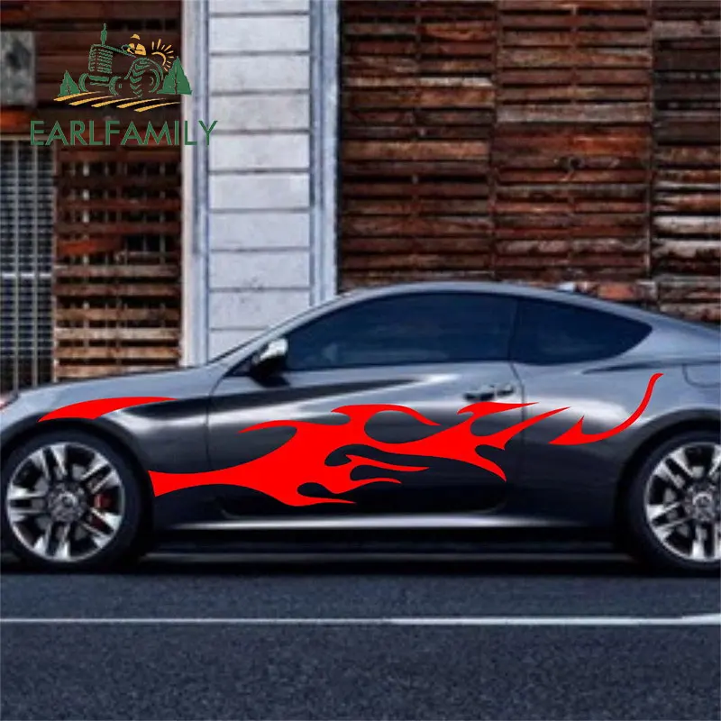 EARLFAMILY 200 см x 37 9 2x графическая Автомобильная наклейка с горячим огнем спортивные