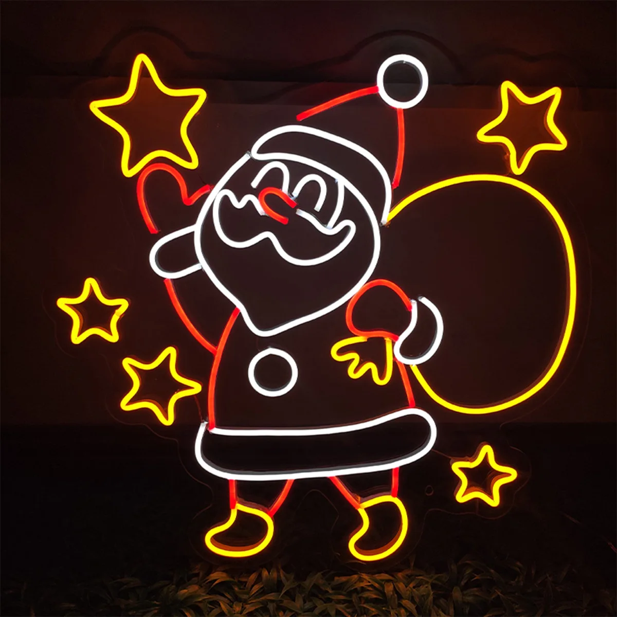 

Christmas Home Decorations 2022 Santa Claus Picking The Stars Neon Led Lights Sign Colorful Lightning New Year's Eve Decorations