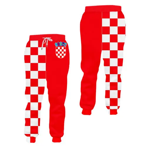 3d sweatpants Пользовательские S-6XL флаг Хорватии мужские наборы спортивной одежды Роскошные 3d красные белые сетки печати молнии куртки с капюшоном футболка майка бегунов Брюки - Цвет: 3d sweatpants