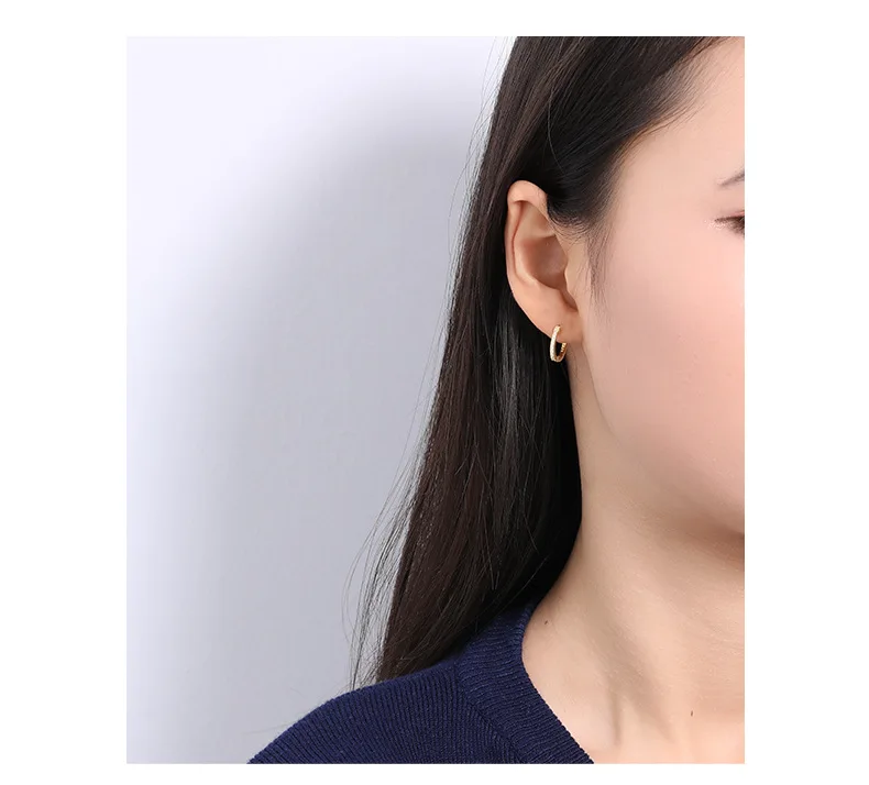 

Harlig sterling silver S925 gold color earrings with zircon allergy free fashion jewelry for women