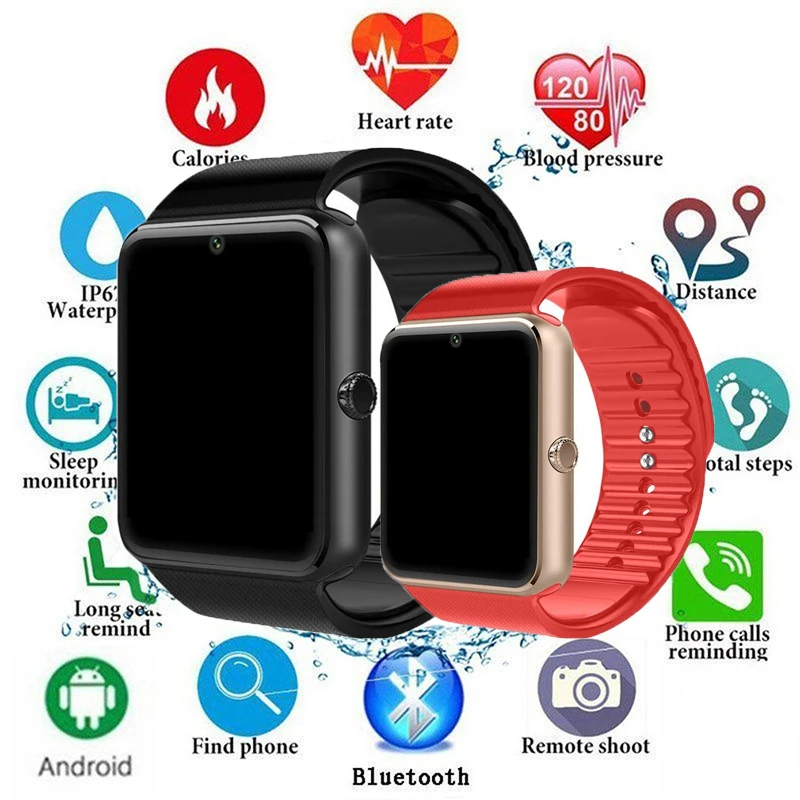 Bluetooth Смарт часы для мужчин GT08 с сенсорным экраном большая батарея поддержка TF sim