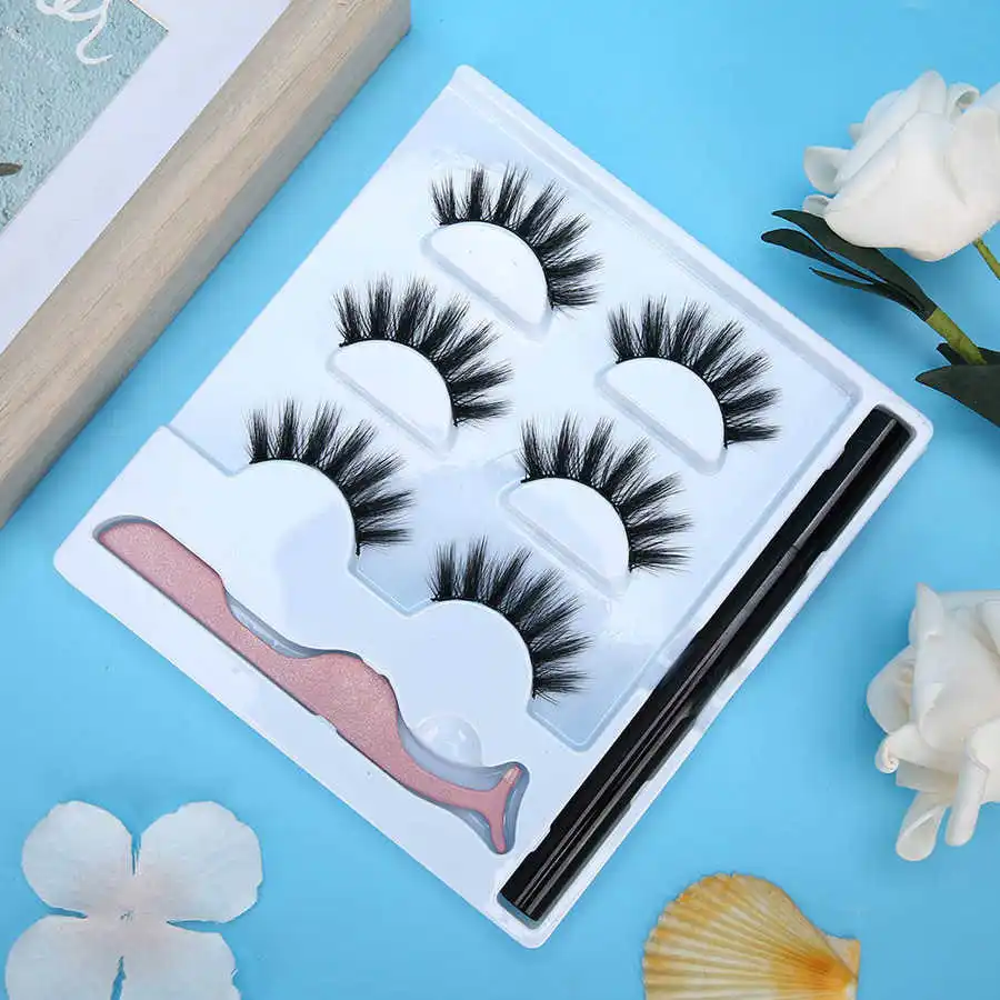 3 пары водонепроницаемые накладные ресницы самоклеющиеся пинцеты для подводки