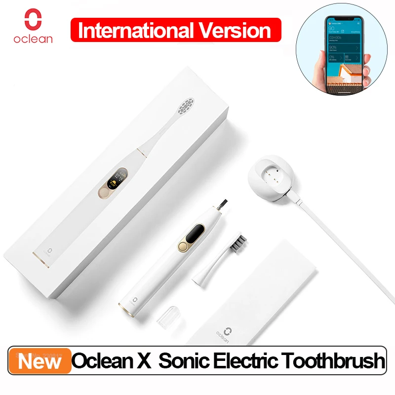 Oclean X Соническая электрическая зубная щетка Водонепроницаемая Ультразвуковая автоматическая зарядка через USB Сенсорный экран Управление приложением для дома.