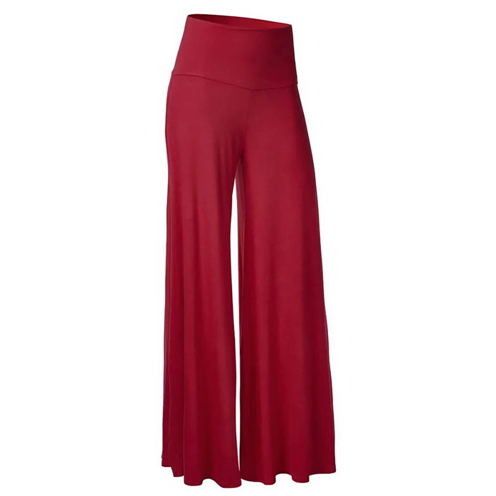 

Women's Pants Solid High Waist Wide Leg Pants Stretch OL Office Loose Long Pants Casual Palazzo Trousers Women Clothing