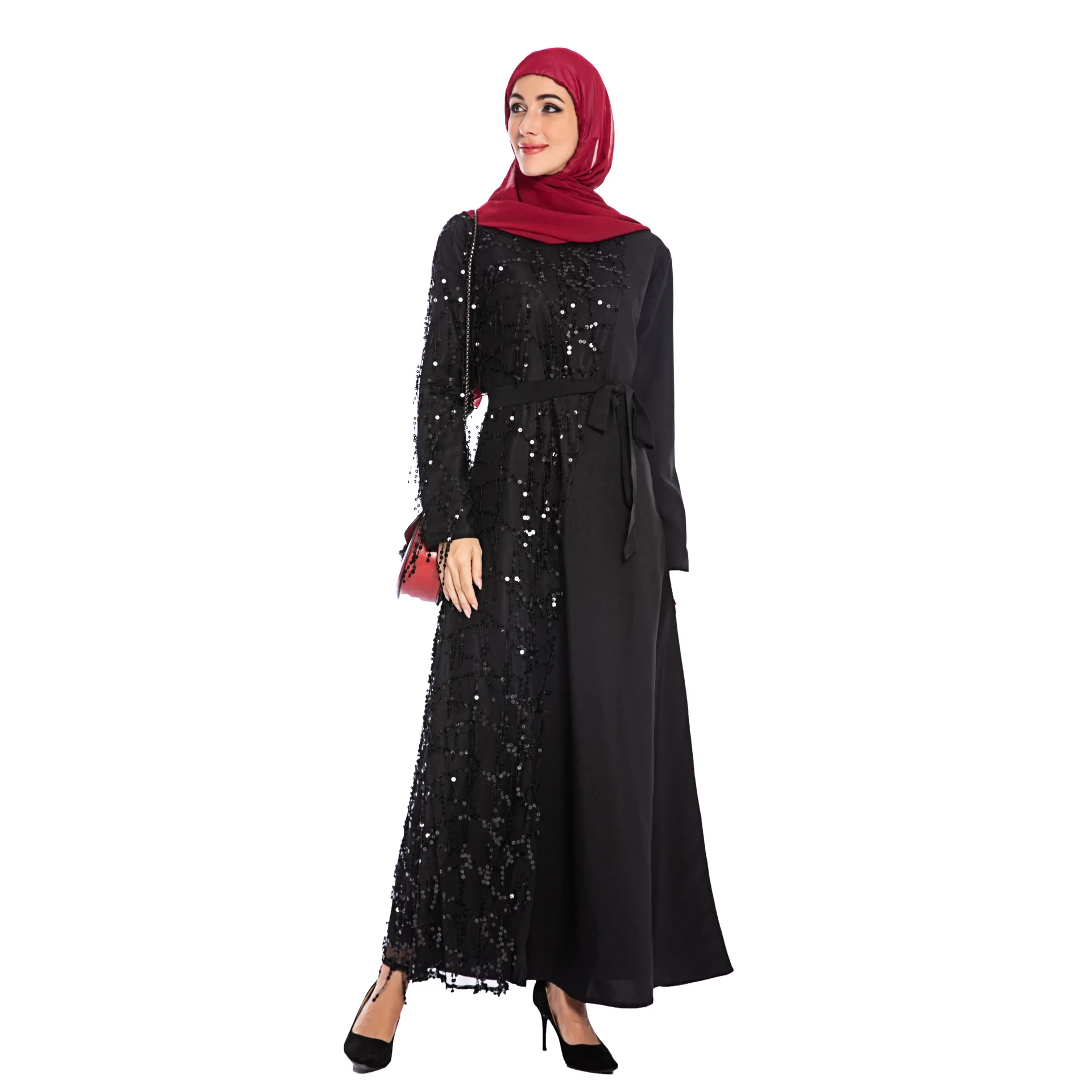 Новинка, модная мусульманская одежда с блестками и шитьем, Рамадан, арабское мусульманское платье