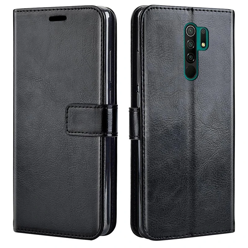 Кожаный чехол книжка для Xiaomi Redmi 9 solf подставка 9A оболочка|Бамперы| |