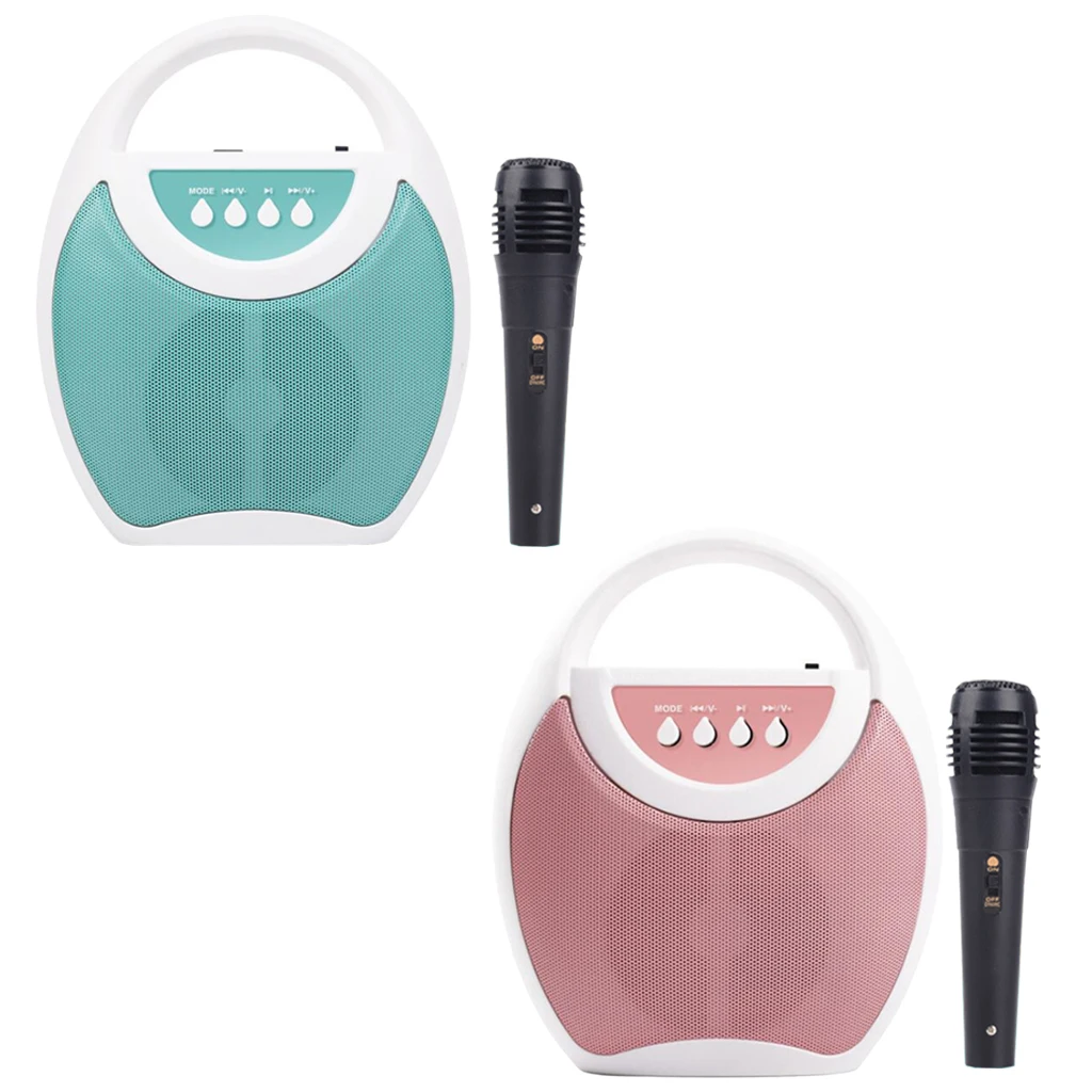 

Kids Karaoke Machine Rechargeable Portable Karaoke Speaker Microphone BT/Memory Card/USB Connectivity Lights Toys for Children
